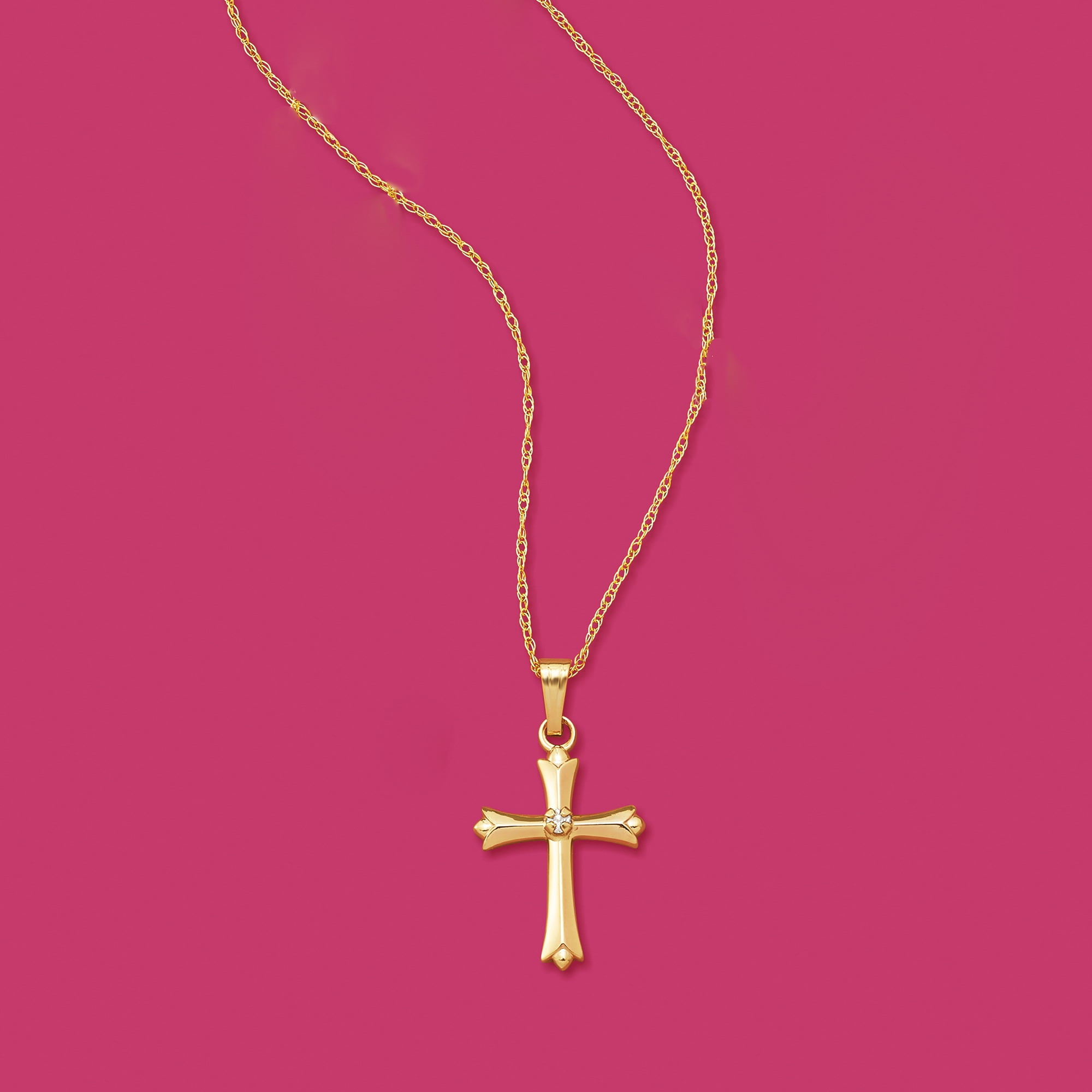 14K Gold Cross Pendant | Cross Necklace for a Baby Boy/Girl